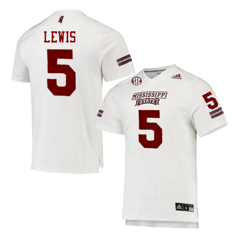 Men #5 John Lewis Mississippi State Bulldogs College Football Jerseys Stitched-White